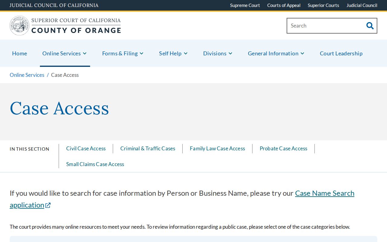 Westminster people search through Orange County court access