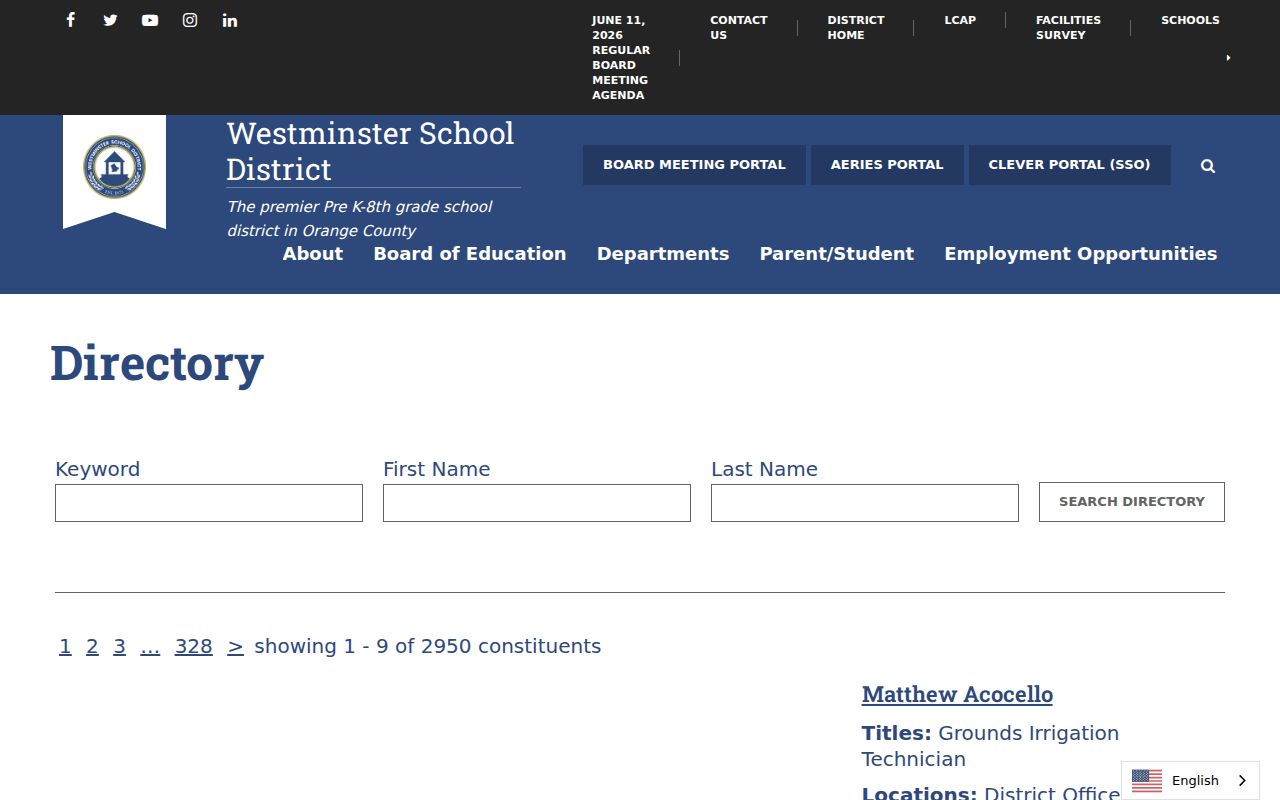 Westminster people directories school district directory